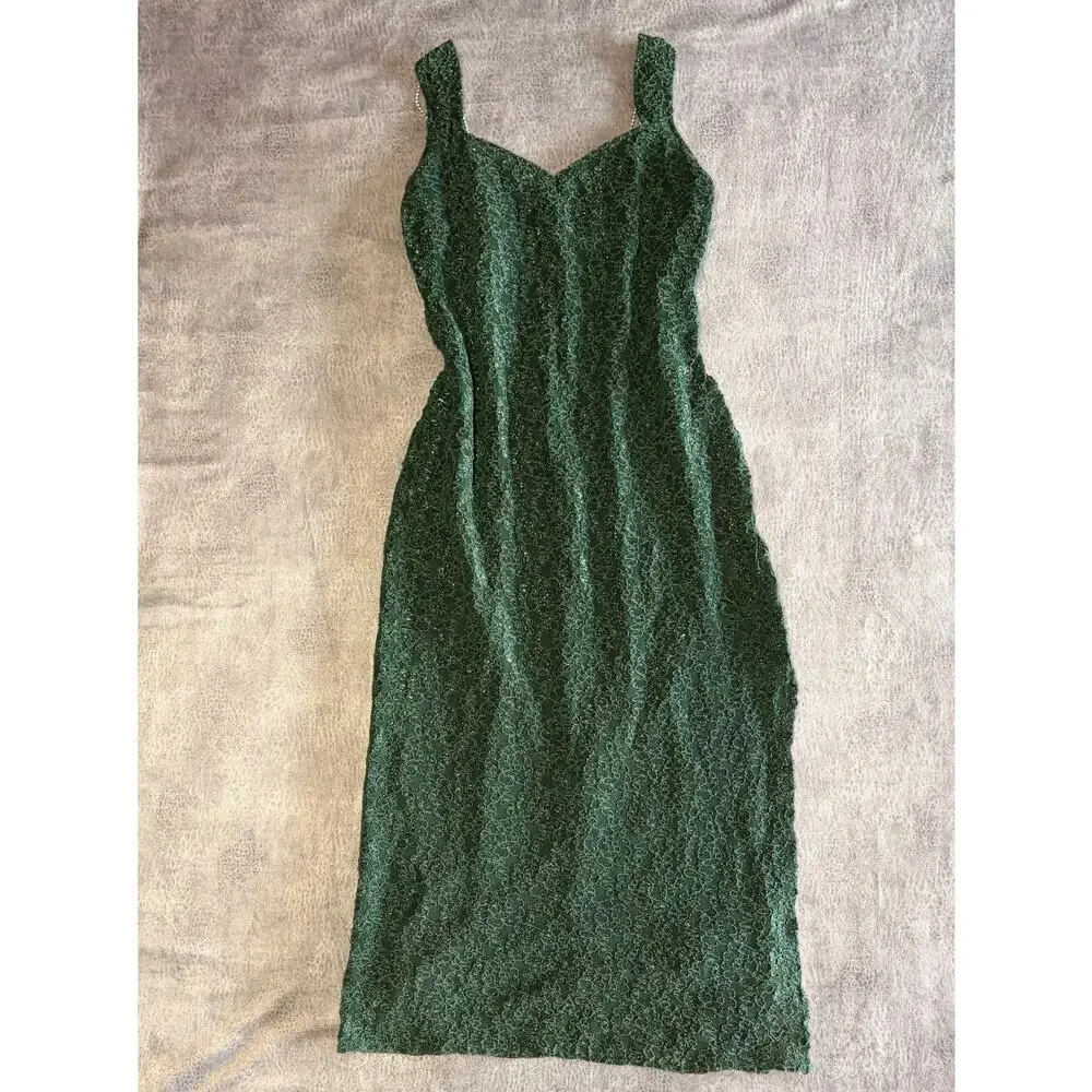 Vintage Night Moves Shimmering Maxi Lace Gown - Picture 3 of 6